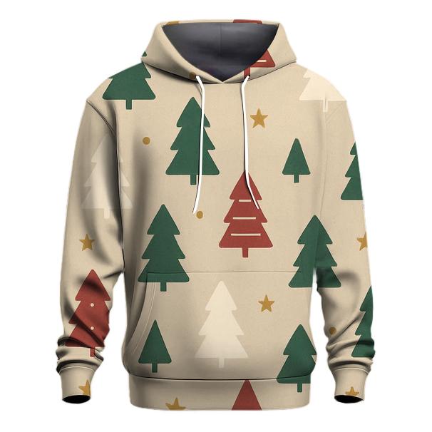 Minimal Christmas Tree Star Dot Scatter On Beige Background custom hoodies