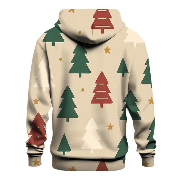 Minimal Christmas Tree Star Dot Scatter On Beige Background custom hoodies