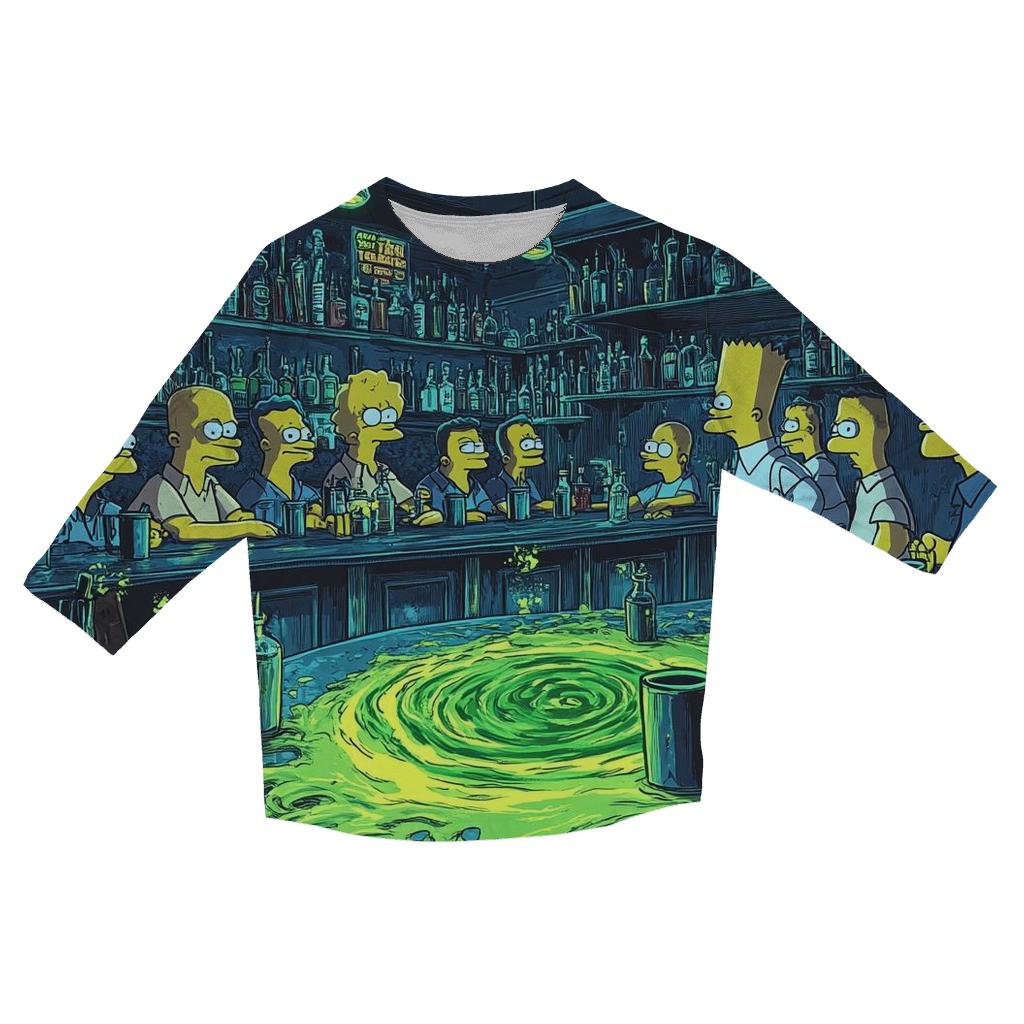 Moes Tavern Neon Spill Dimension casual three quarter sleeve shirts