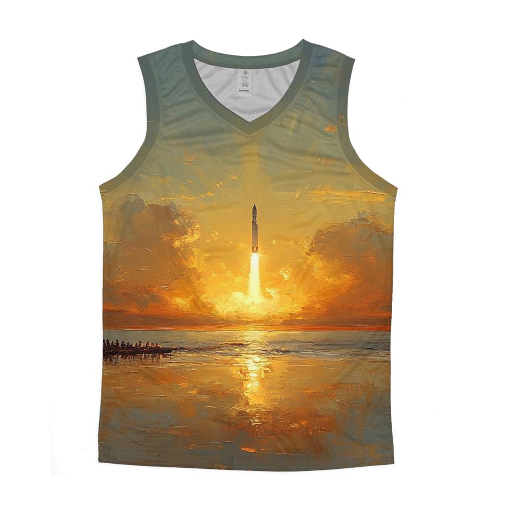 J M W Turner Inspired Rocket Launch At Sunrise designer workout tanks