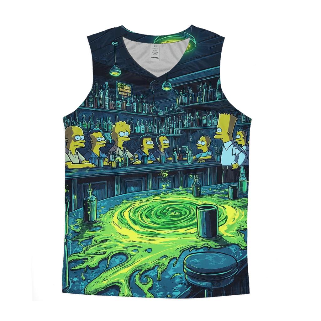 Moes Tavern Neon Spill Dimension designer workout tanks