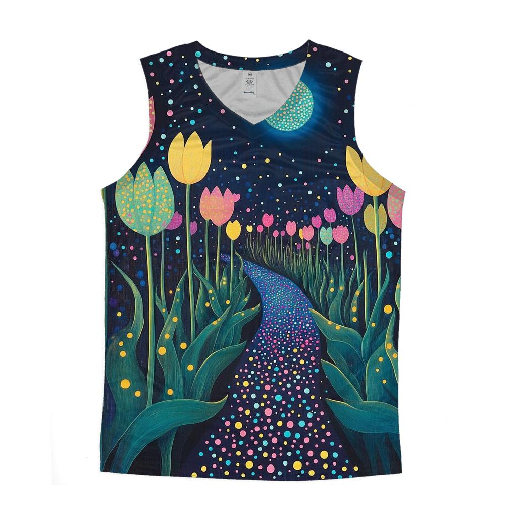 Yayoi Kusama Inspired Midnight Garden Of Tulips custom tank tops