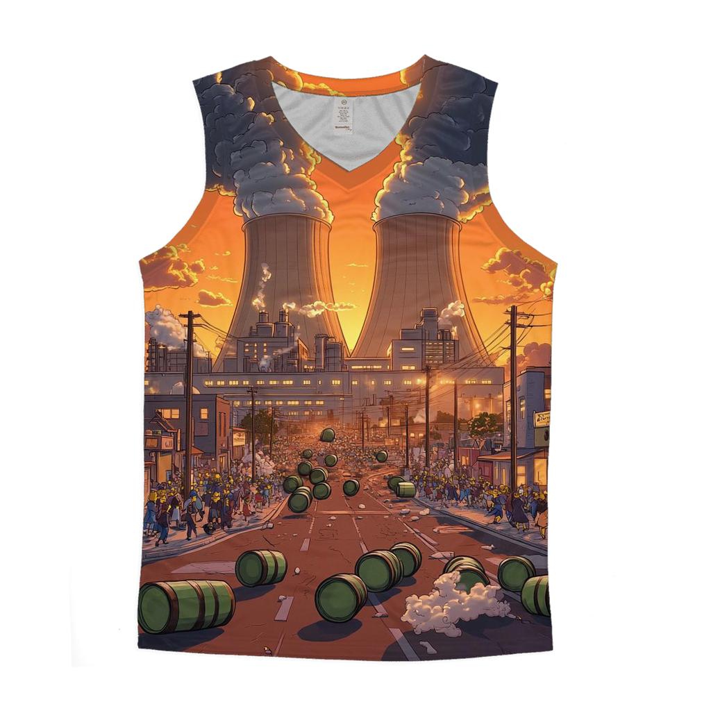 Springfield Power Plant Sunset Meltdown Parade trendy fitted tank tops