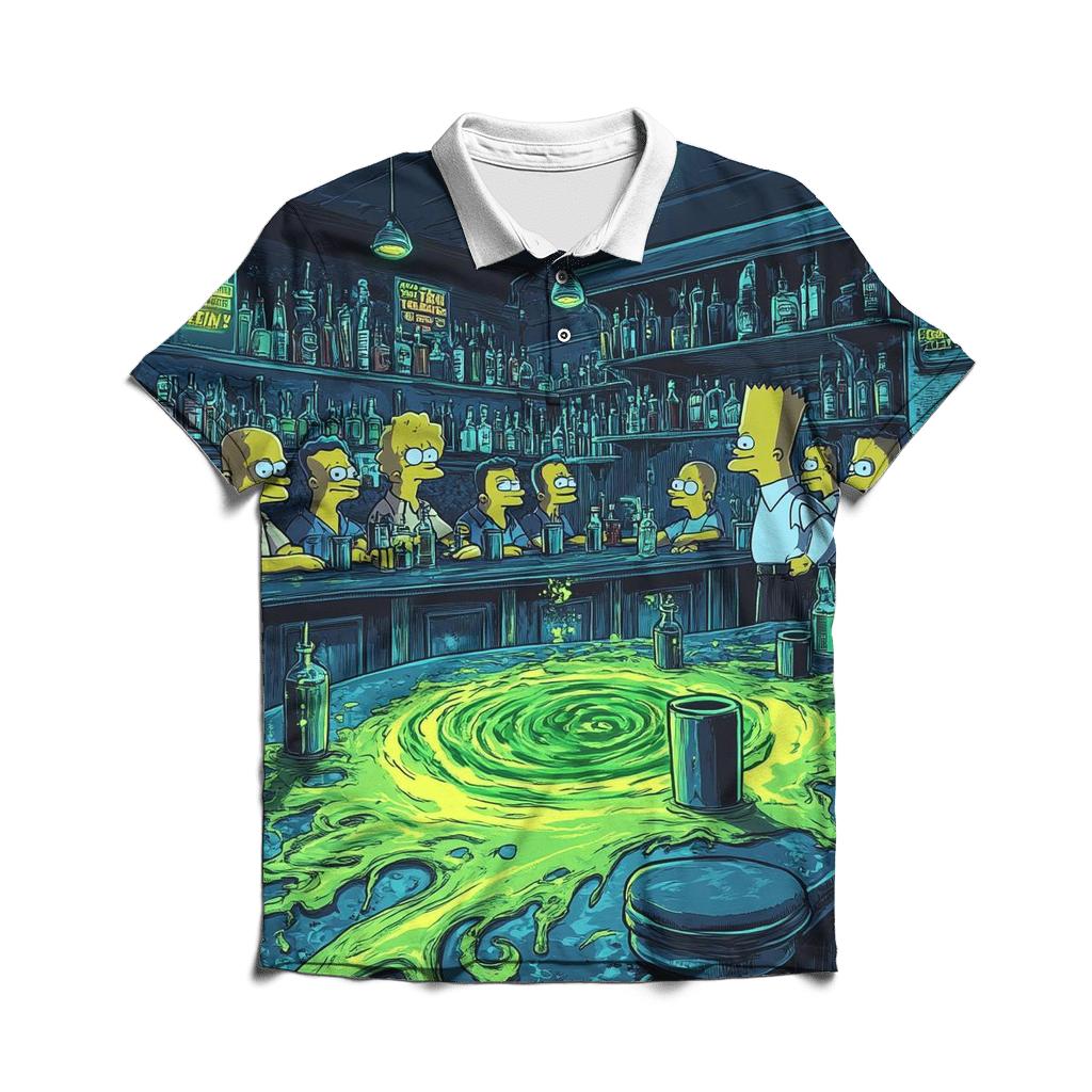 Moes Tavern Neon Spill Dimension personalized polo shirts