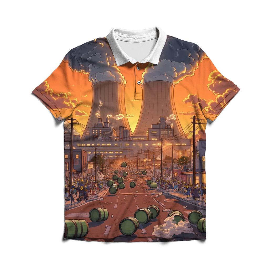Springfield Power Plant Sunset Meltdown Parade premium cotton polo shirts