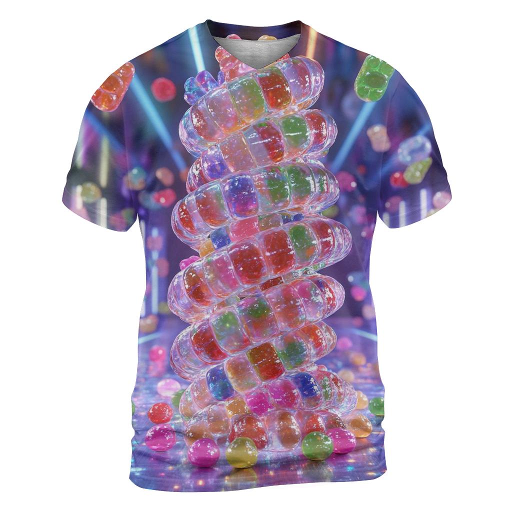 Neon Gummy Roller Rink Frenzy vibrant all-over design tees