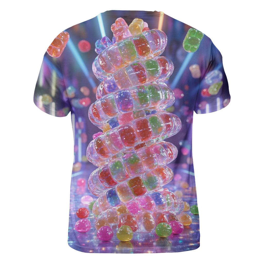 Neon Gummy Roller Rink Frenzy vibrant all-over design tees
