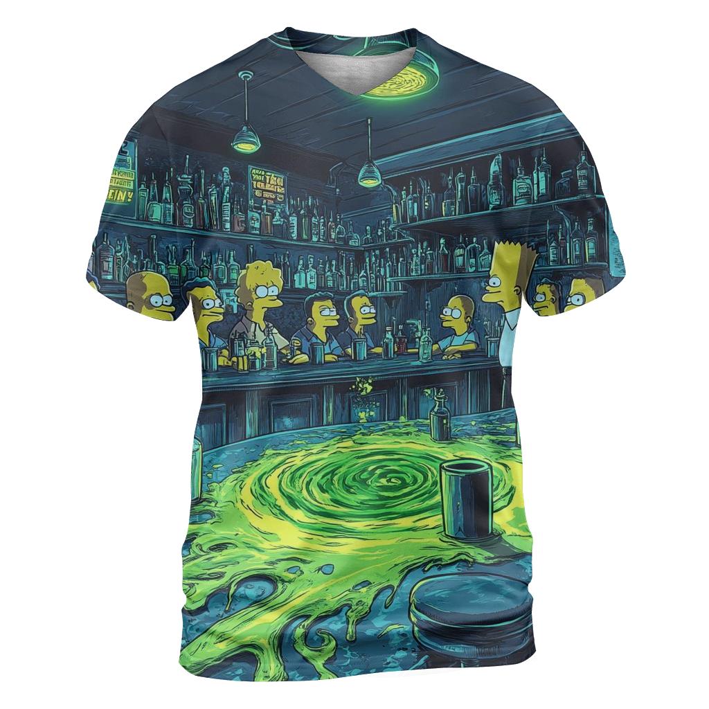 Moes Tavern Neon Spill Dimension designer pattern shirts