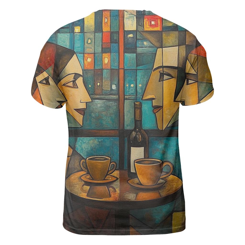 Pablo Picasso Inspired Cafe Friends In Cubist Citylights custom all-over print shirts