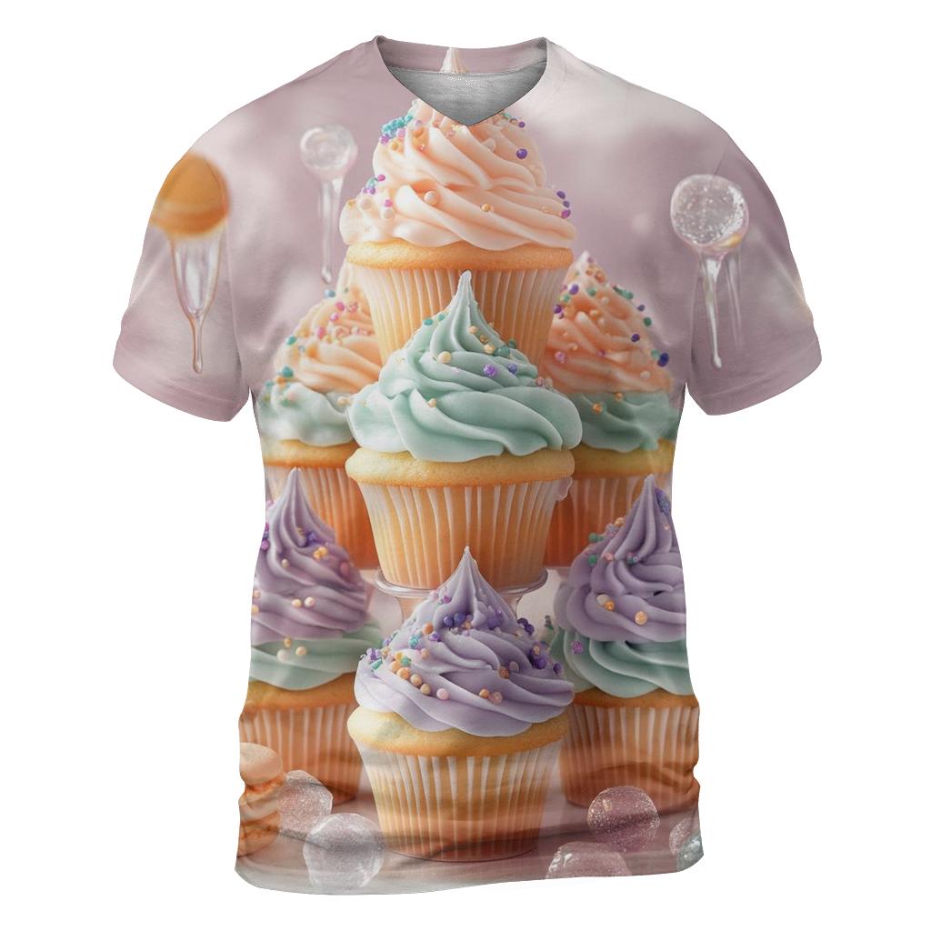 Cupcake Tower Cloud Garden vibrant all-over design tees