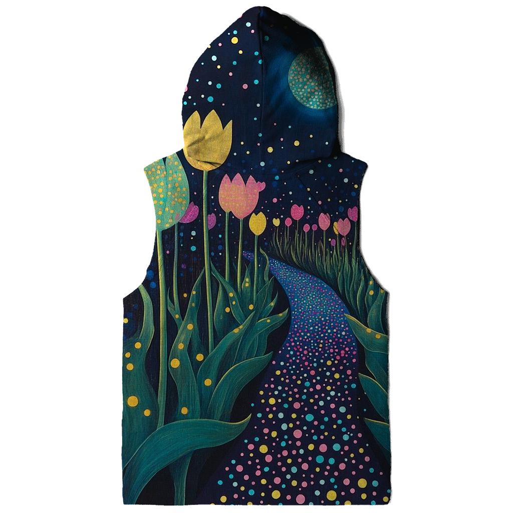 Yayoi Kusama Inspired Midnight Garden Of Tulips printed hoodies