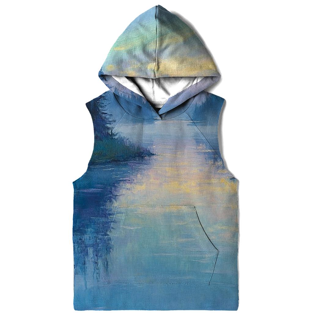 Claude Monet Inspired Aurora Over A Quiet River printed hoodies