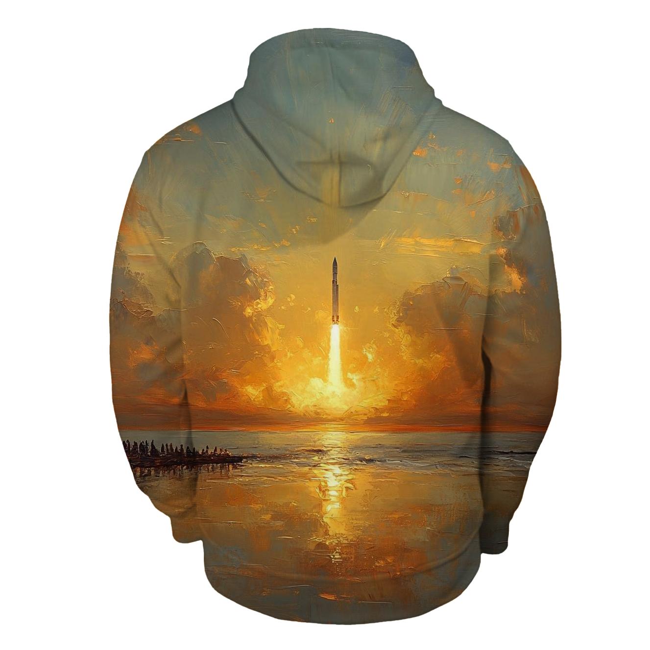 J M W Turner Inspired Rocket Launch At Sunrise custom hoodies