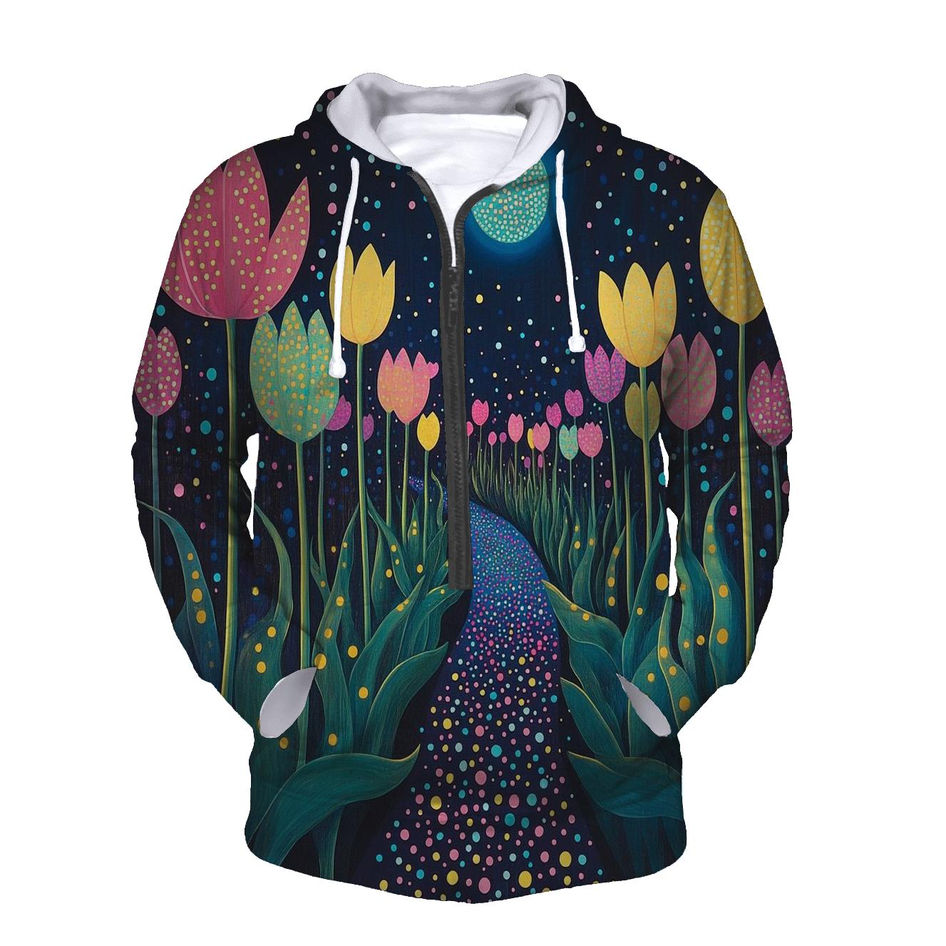 Yayoi Kusama Inspired Midnight Garden Of Tulips hoodie designs