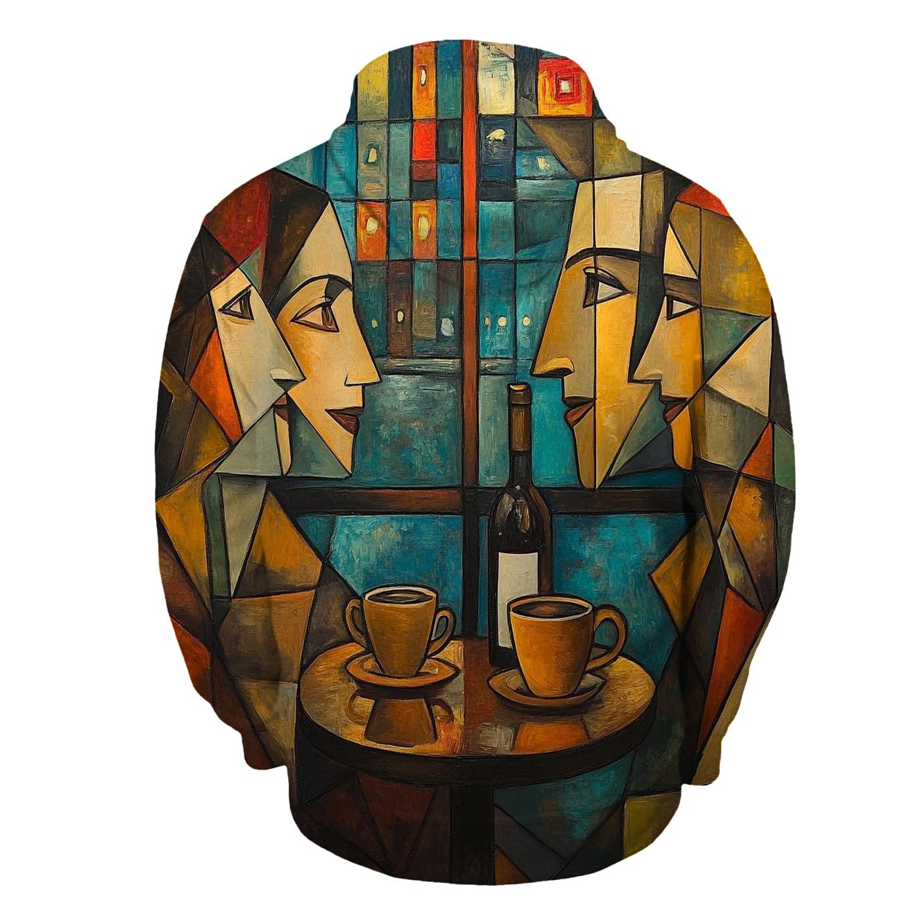 Pablo Picasso Inspired Cafe Friends In Cubist Citylights lightweight hoodies