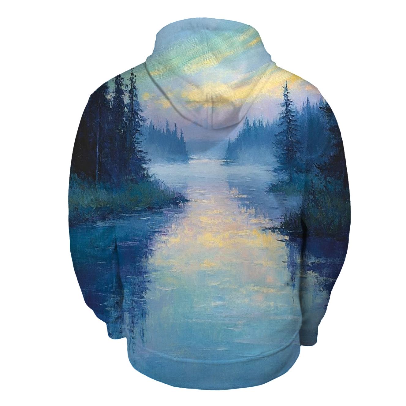Claude Monet Inspired Aurora Over A Quiet River custom hoodies