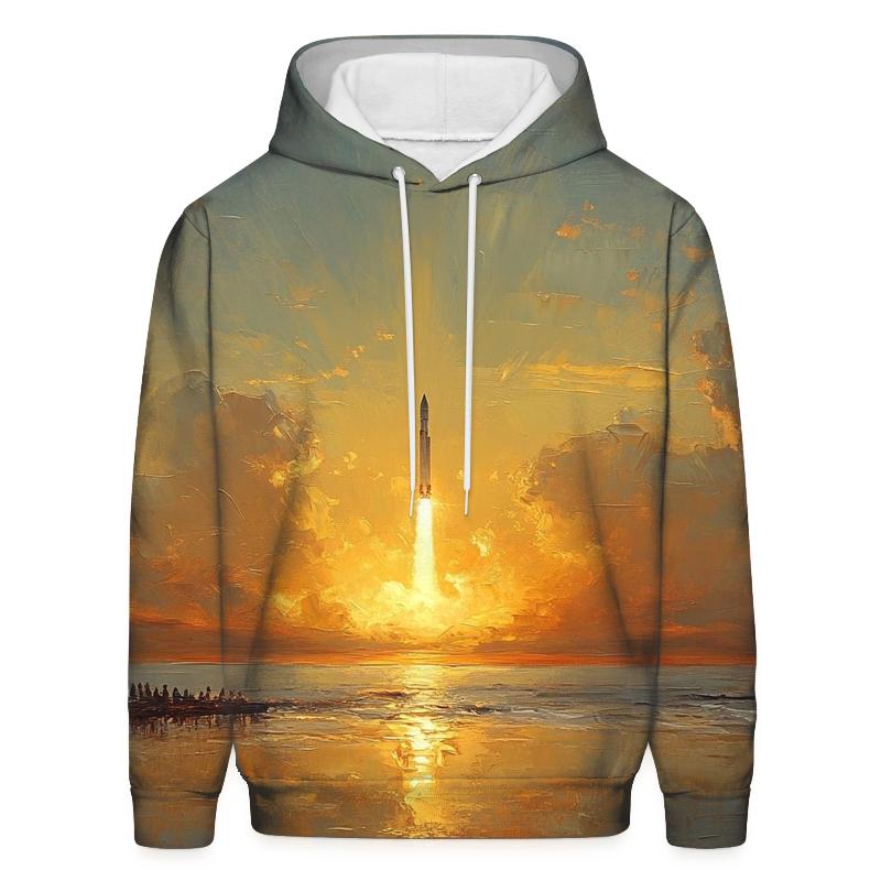 J M W Turner Inspired Rocket Launch At Sunrise lightweight hoodies