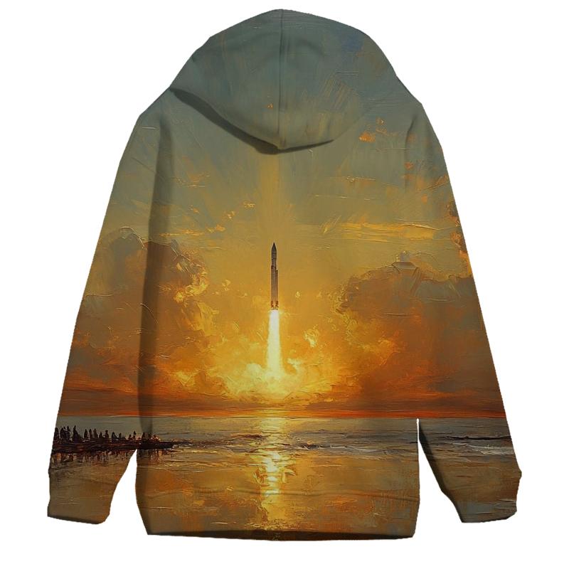 J M W Turner Inspired Rocket Launch At Sunrise lightweight hoodies