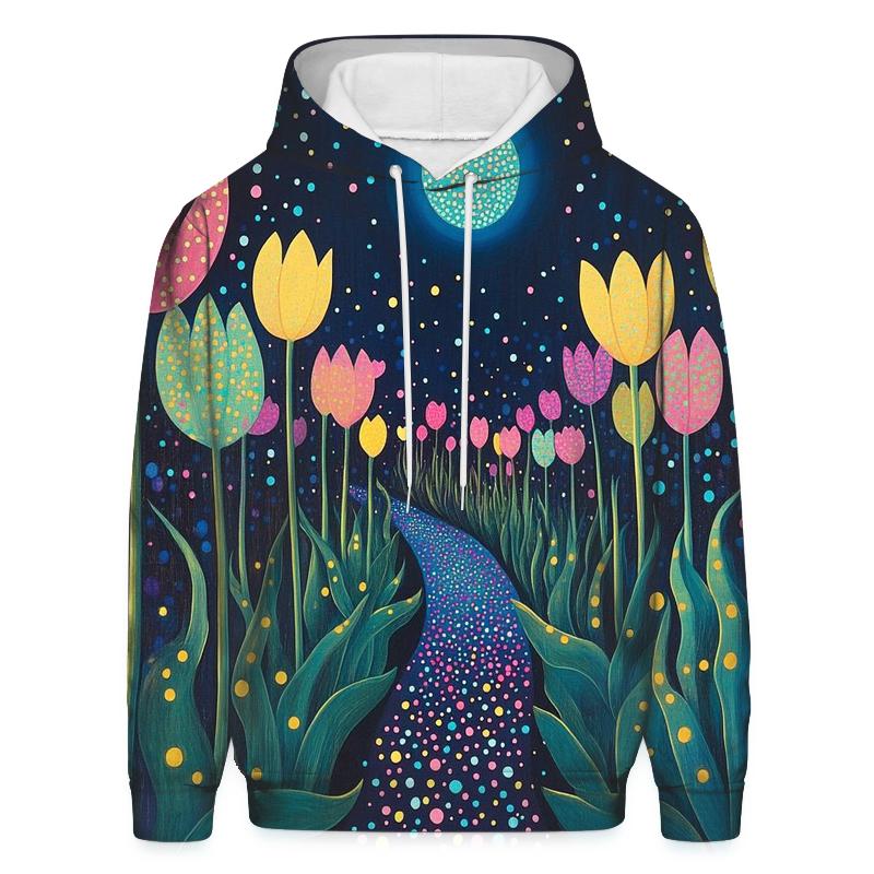Yayoi Kusama Inspired Midnight Garden Of Tulips premium hoodies