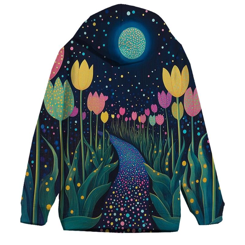 Yayoi Kusama Inspired Midnight Garden Of Tulips premium hoodies
