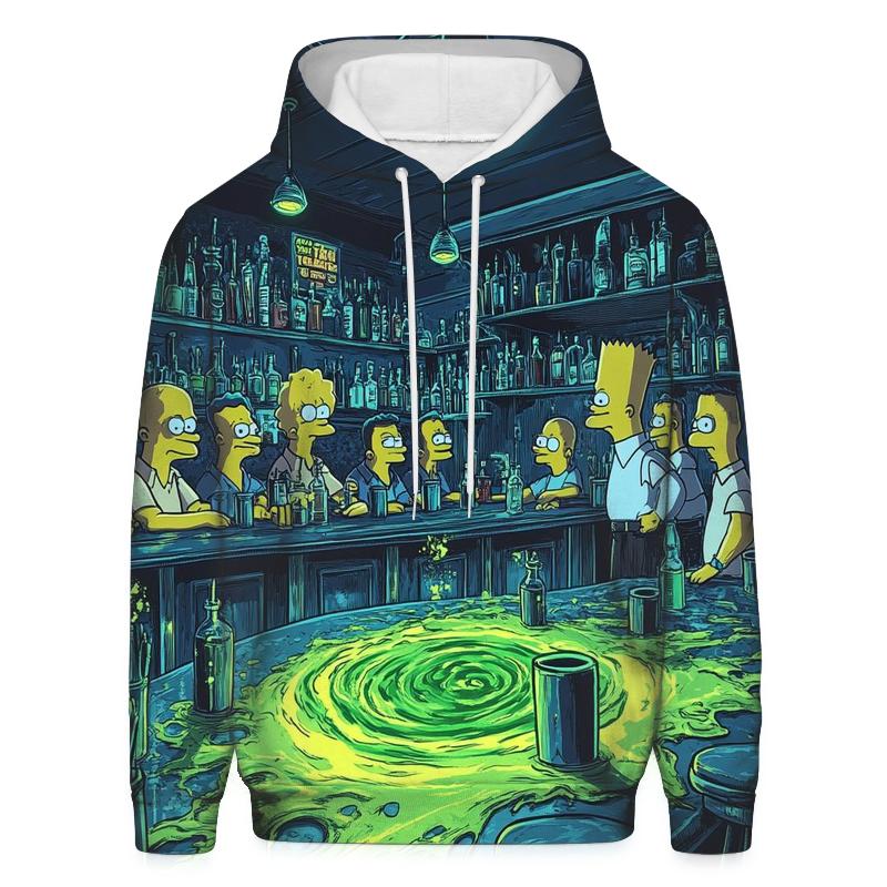Moes Tavern Neon Spill Dimension printed hoodies