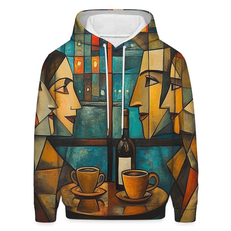 Pablo Picasso Inspired Cafe Friends In Cubist Citylights lightweight hoodies