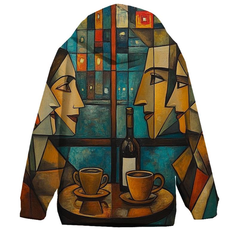 Pablo Picasso Inspired Cafe Friends In Cubist Citylights lightweight hoodies