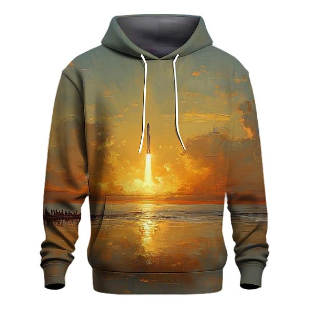 J M W Turner Inspired Rocket Launch At Sunrise custom hoodies