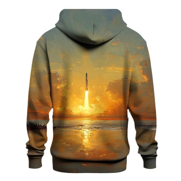 J M W Turner Inspired Rocket Launch At Sunrise custom hoodies