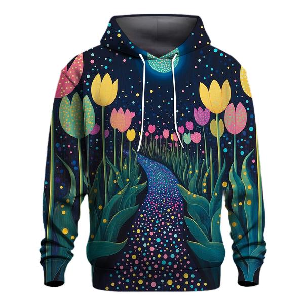 Yayoi Kusama Inspired Midnight Garden Of Tulips graphic hoodies