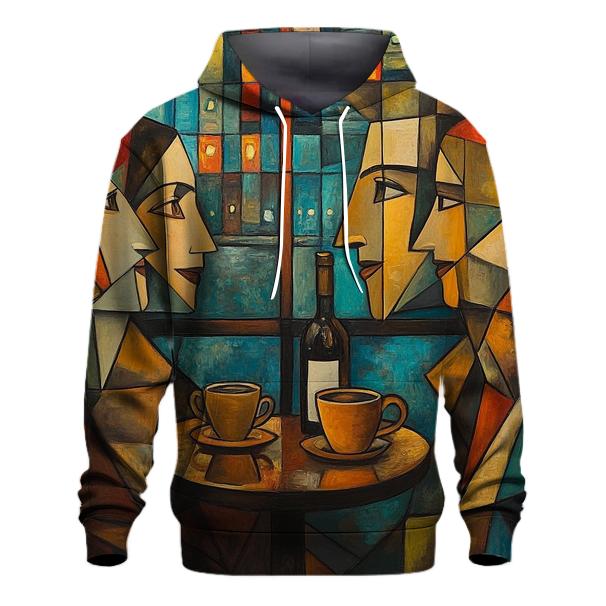 Pablo Picasso Inspired Cafe Friends In Cubist Citylights designer hoodies