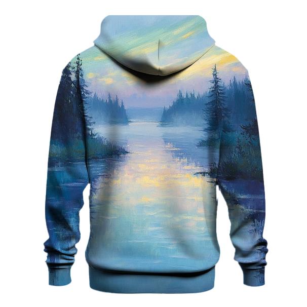 Claude Monet Inspired Aurora Over A Quiet River premium hoodies