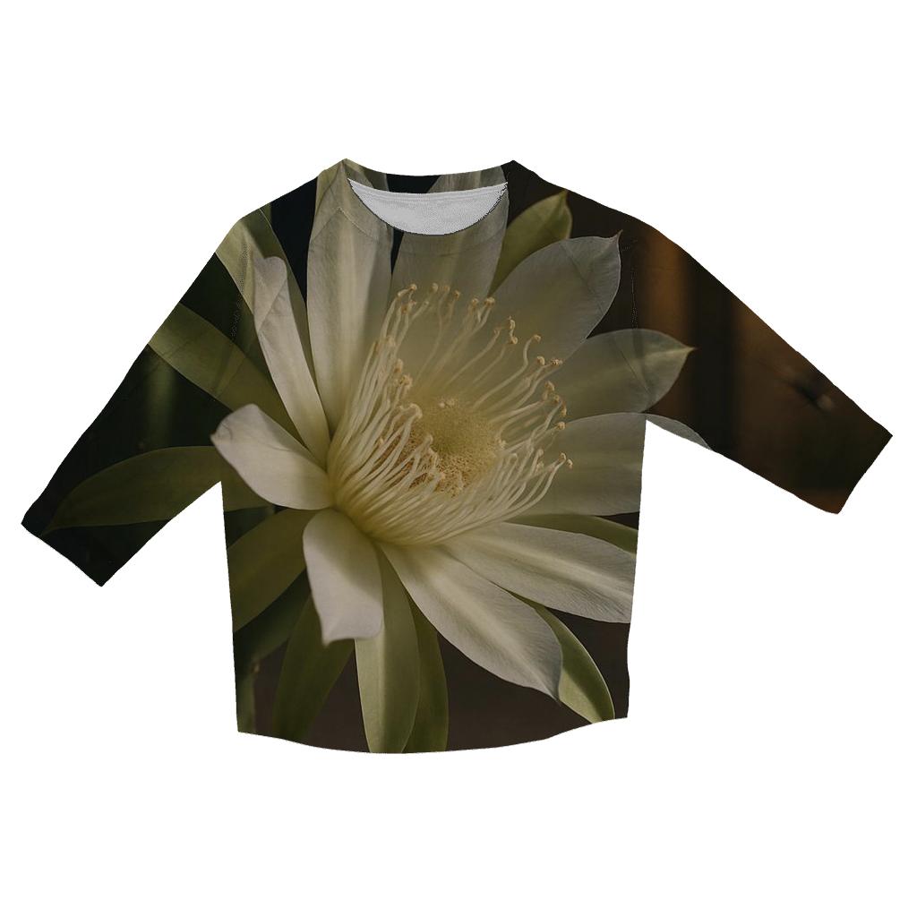 Midnight Bloom Of Queen Of The Night Cactus In A Desert Courtyard custom 3/4 sleeve shirts