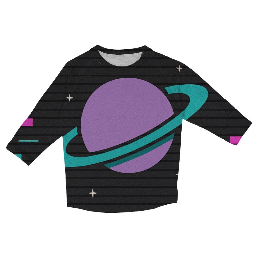 VHS Planetary Scanlines trendy 3/4 sleeve tops