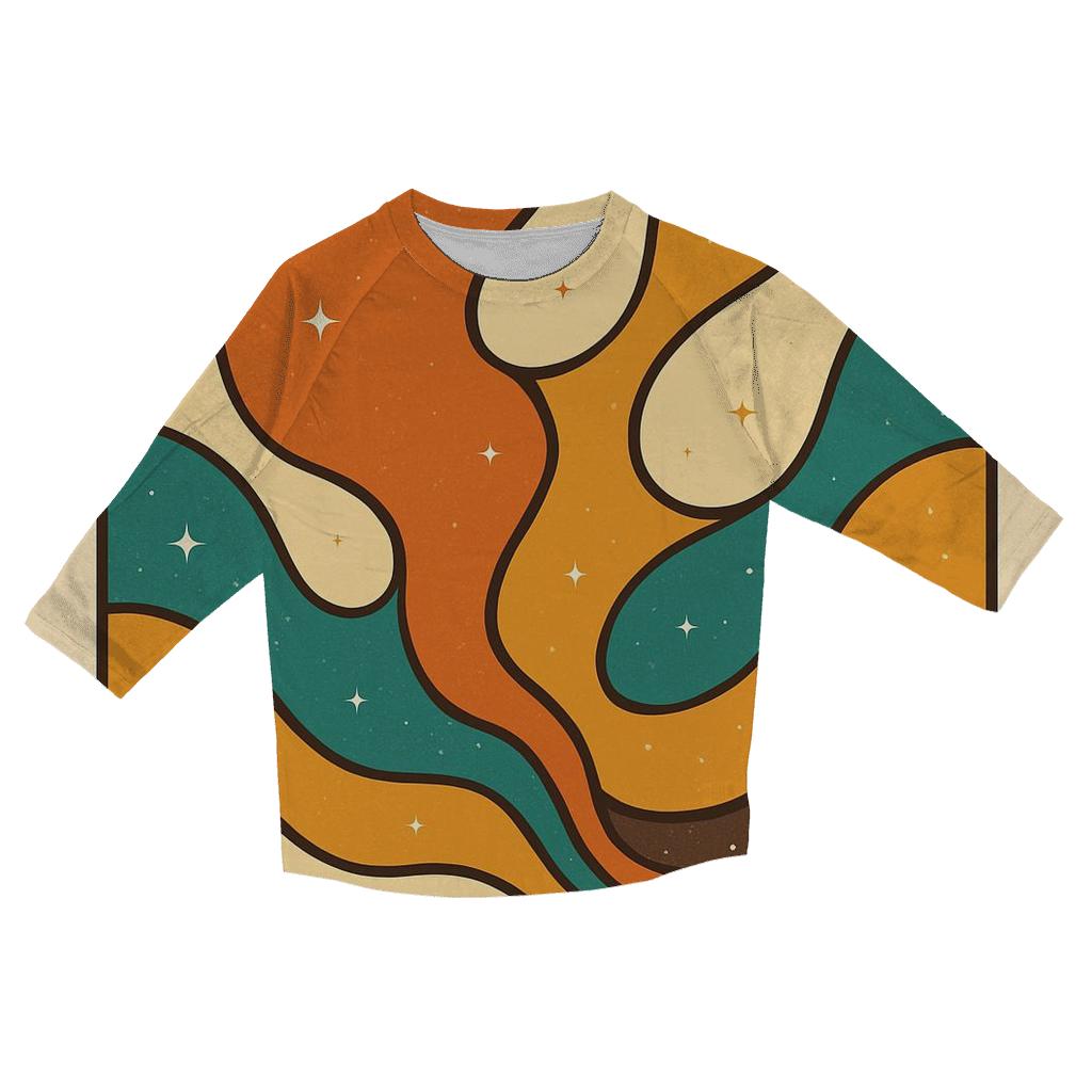 Groovy Lava Lamp Galaxy Waves printed three quarter sleeve shirts