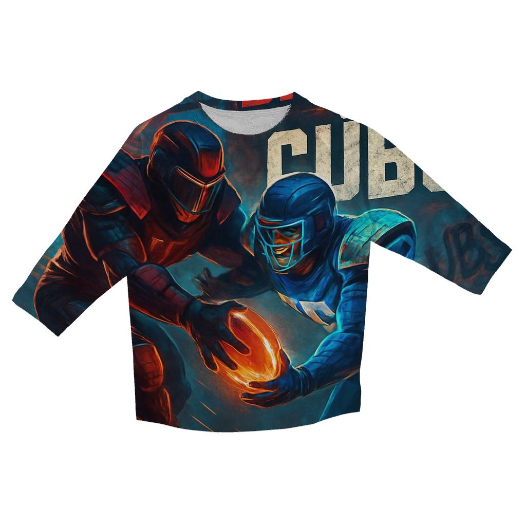 Neon Rail Yard Scrimmage Braves Versus Cubs fashion 3/4 sleeve shirts