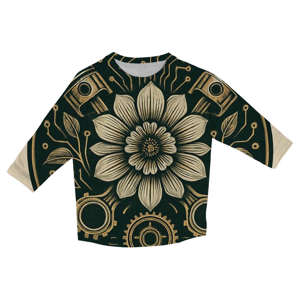 Biomechanical Bloom Emblem casual three quarter sleeve shirts