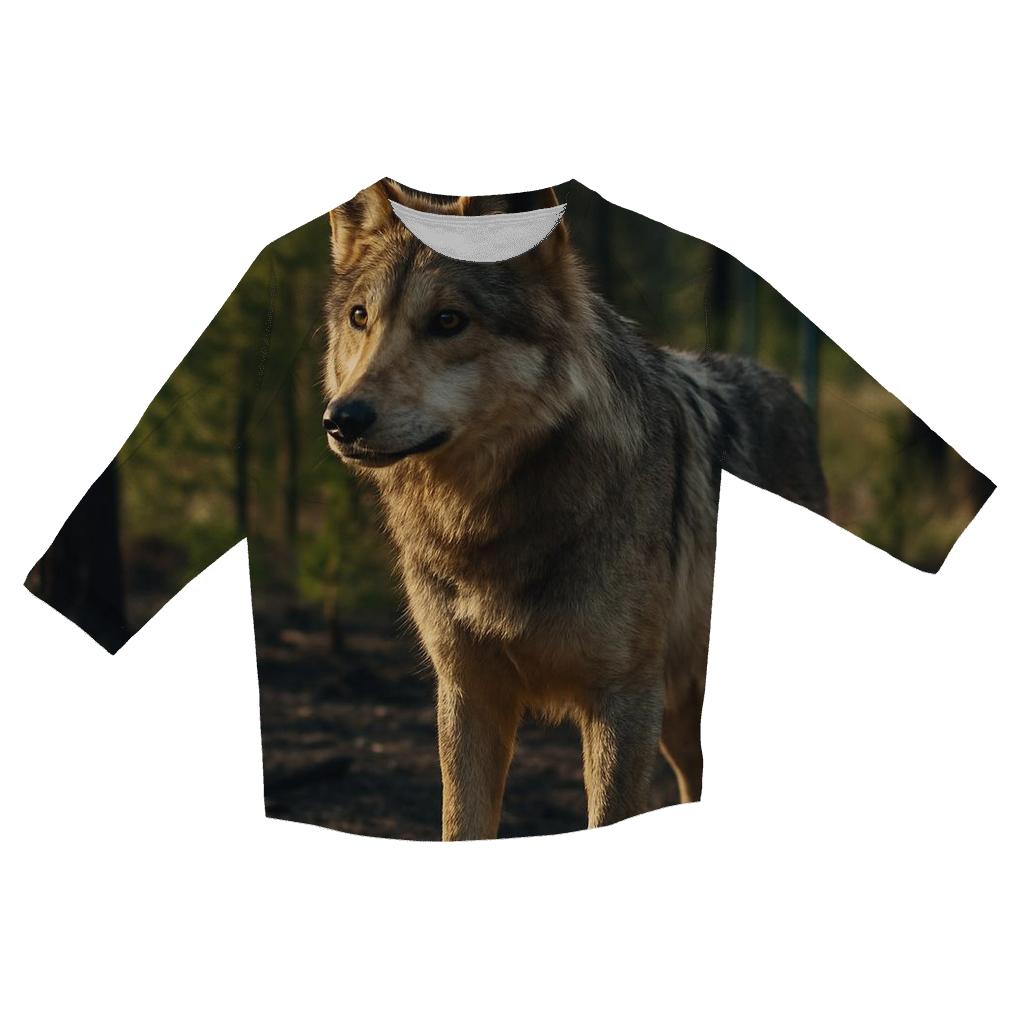 Mexican Gray Wolf In A Post Fire Ponderosa Edge personalized 3/4 sleeve tees