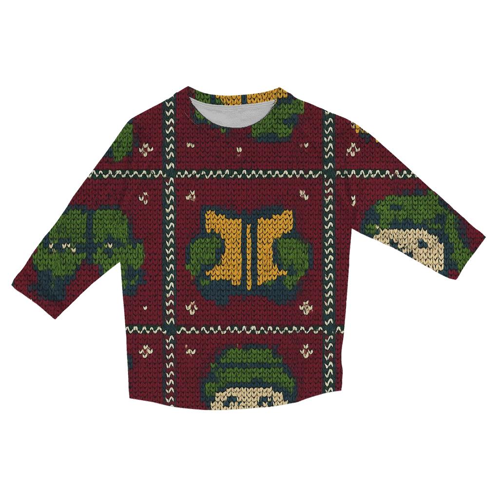 Carolers Mitten Harmony Panel Design printed three quarter sleeve shirts