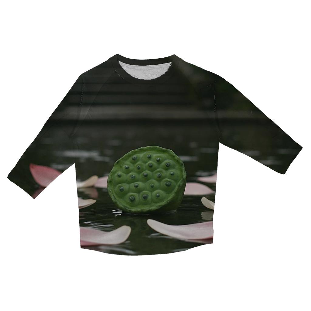 Lotus Seed Pod And Fallen Petals Floating On A Temple Pond After Rain designer 3/4 sleeve blouses