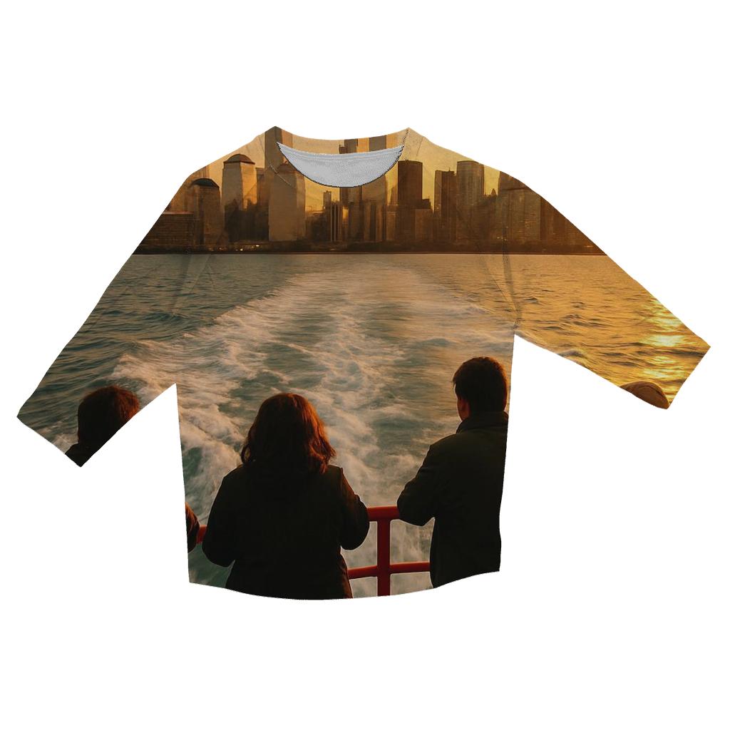 Battery Park Ferry Wake At Golden Sunset cotton quarter sleeve shirts