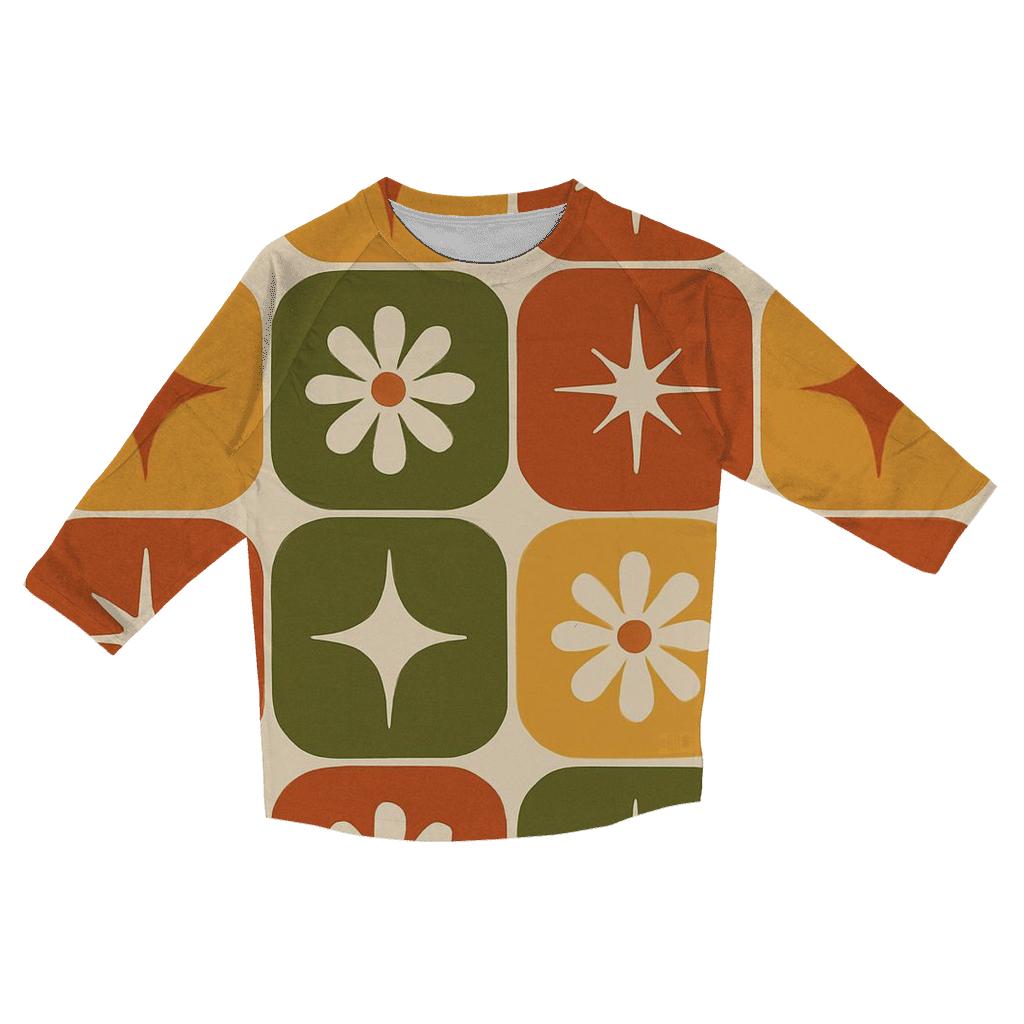 Seventies Kitchen Tile Starburst Grid fashion 3/4 sleeve shirts