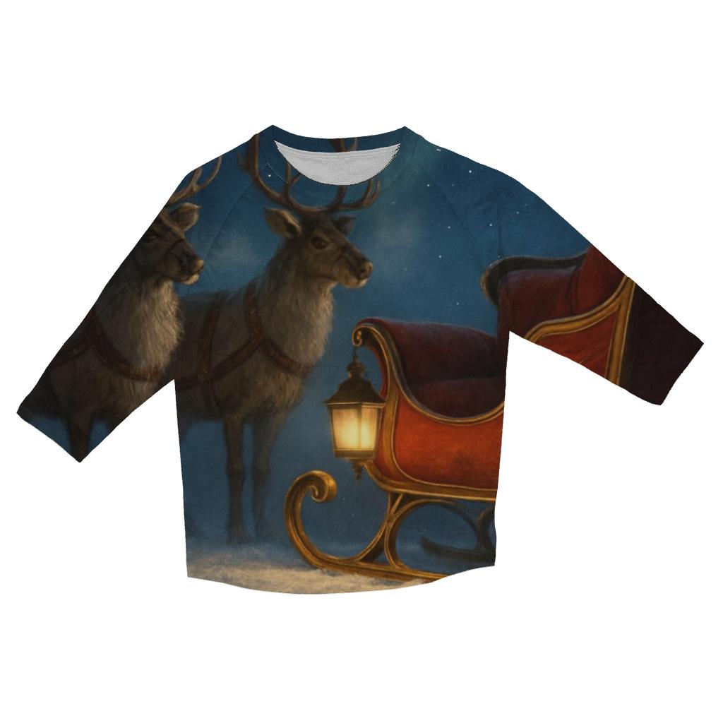 Midnight Sleigh On The Snowy Rooftops stylish quarter sleeve tops