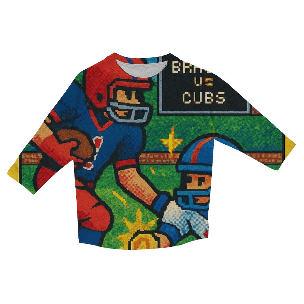 Retro Arcade Poster Braves Vs Cubs Battle Down casual three quarter sleeve shirts