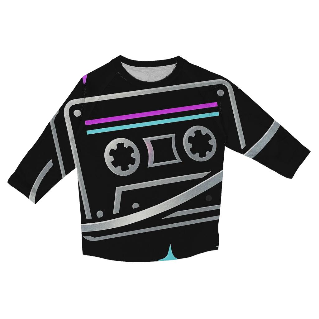 Chrome Orbit Cassette Emblem printed three quarter sleeve shirts