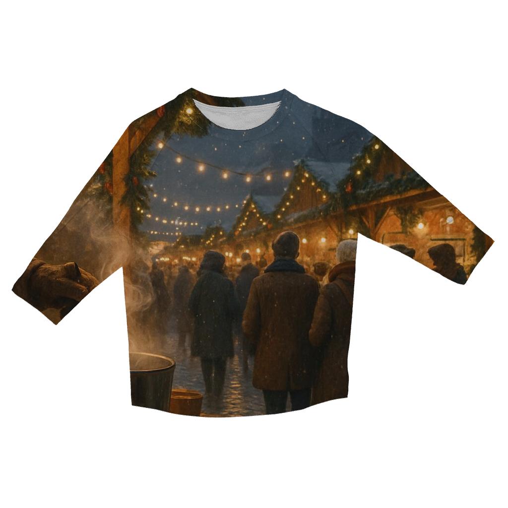 Christmas Market Under Lantern Glow stylish quarter sleeve tops