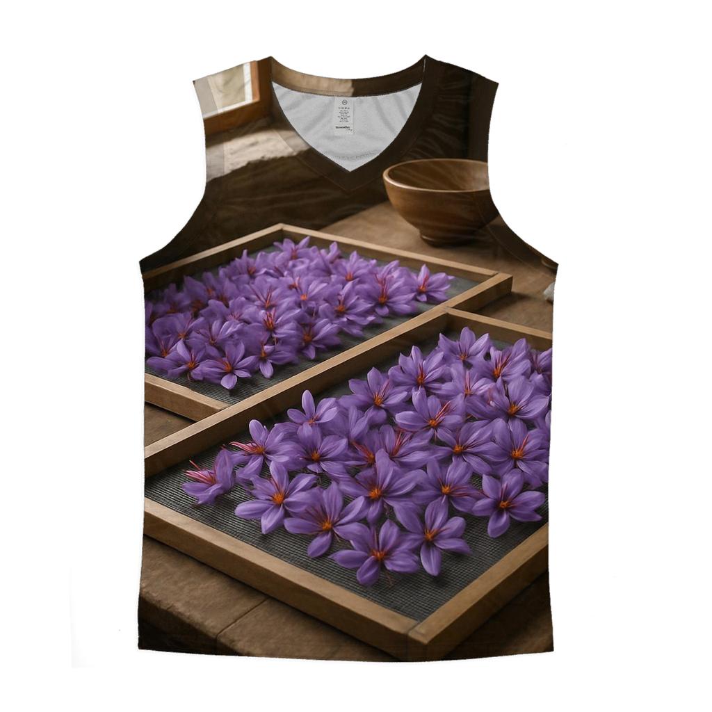 Saffron Crocus Harvest Trays Drying In A Stone Farmhouse Kitchen graphic print tank tops