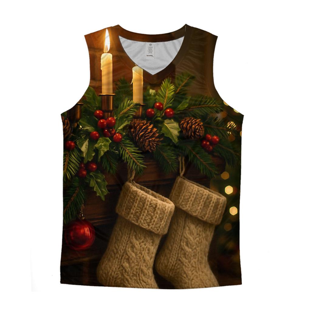 Candlelit Mantel Of Evergreen Dreams graphic print tank tops