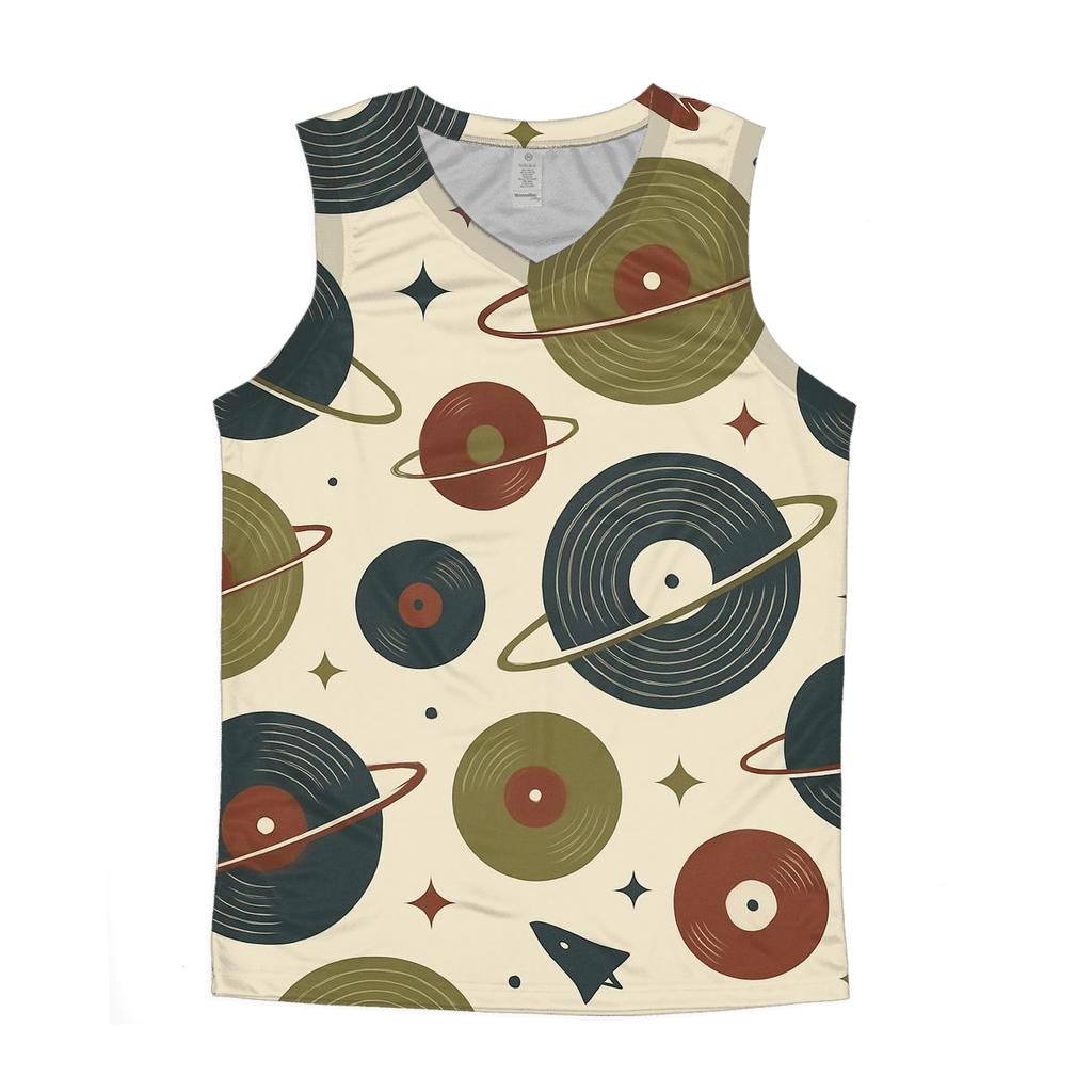 Vinyl Record Orbit Pattern cotton sleeveless tops