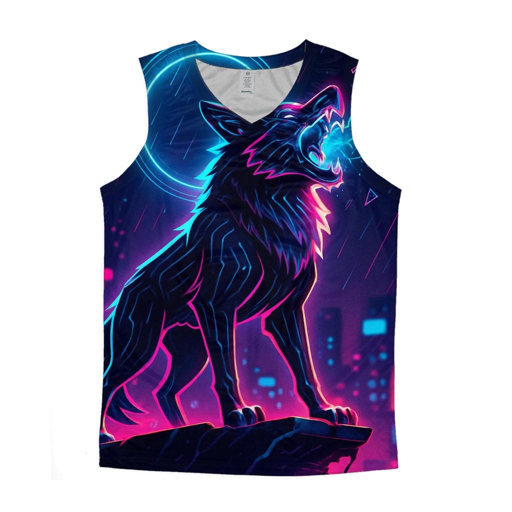 Neon Circuit Howl Sentinel designer workout tanks
